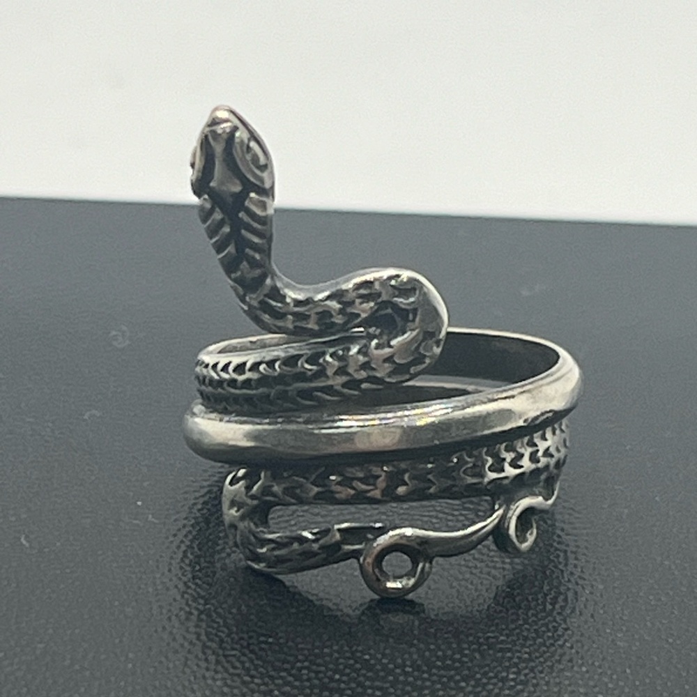 Snake serpent reptile wrap coiled ring sterling silver size 7 vintage - Picture 6 of 16